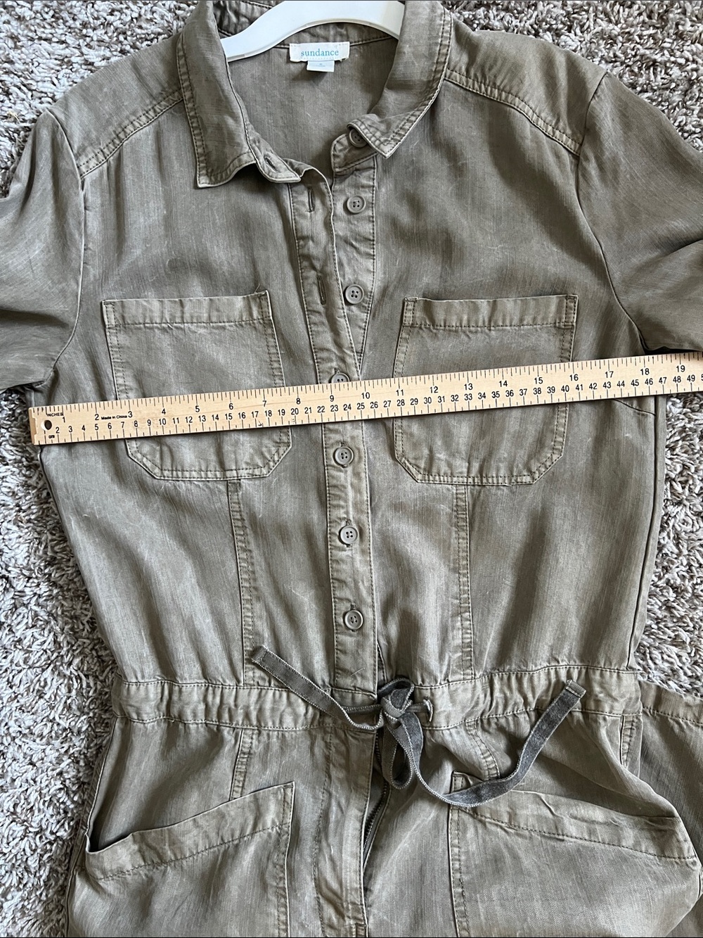 NWOT Sundance Wayside Cargo Utility Jumpsuit Vintage Wash Green Sage Size S - Picture 10 of 12